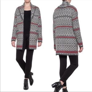 ASPEN Fair Isle Nordic Duster Cardigan Wool Blend Sweater